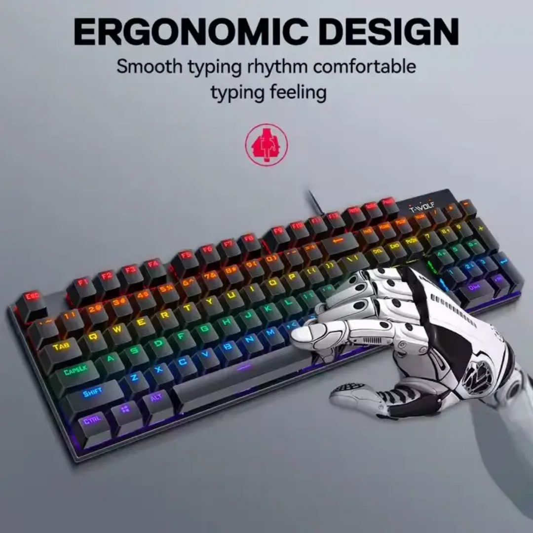 Clavier Filaire Ergonomique T17 RGB Rainbow Light 