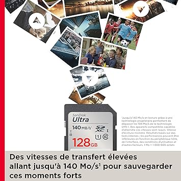 CARTE MEMOIRE SANDISK 128GB ULTRA SDXC UHS-I CARD