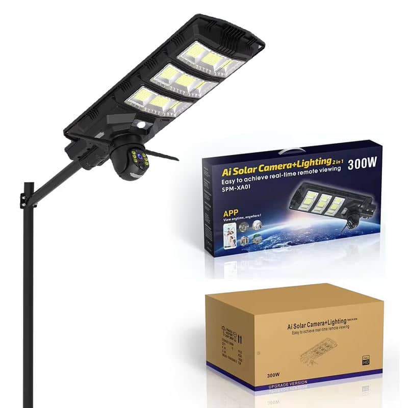 Lampadaire et camera de surveillance solaire